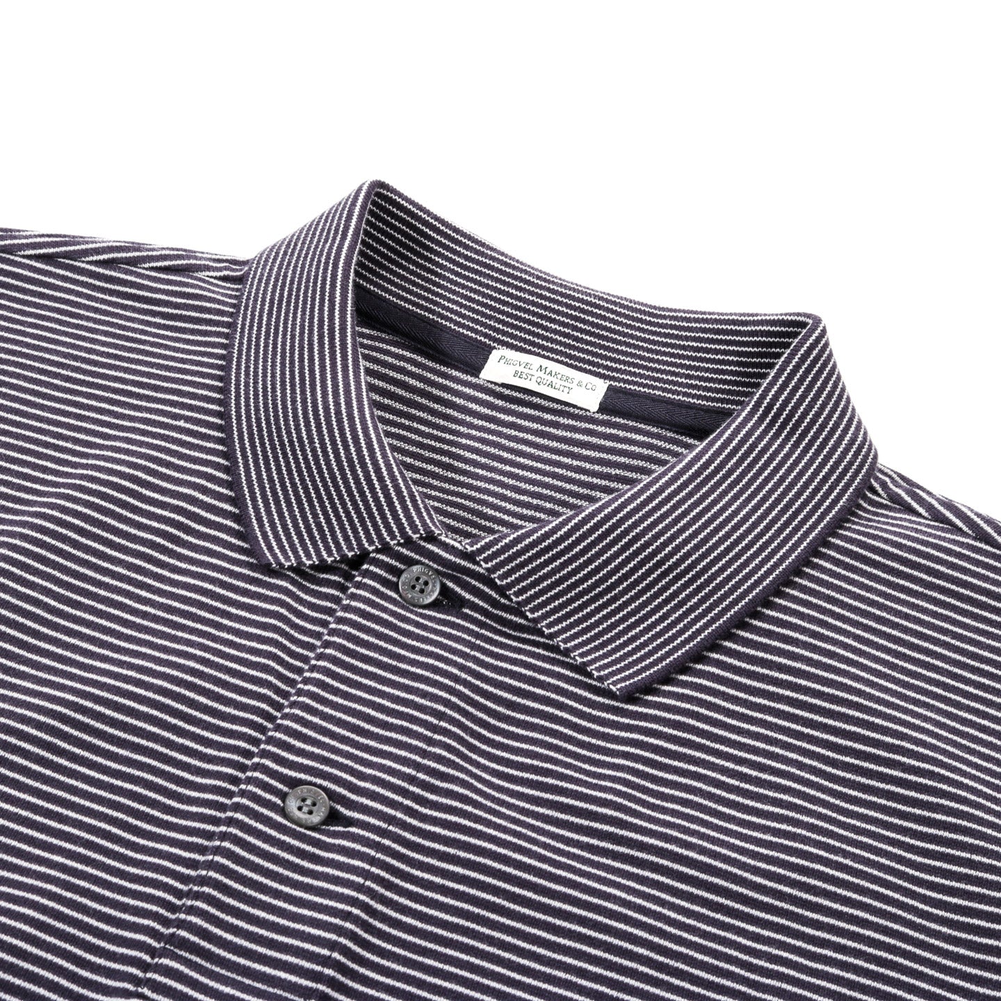 PHIGVEL MAKERS RASCHEL BORDER SS POLO INK NAVY / IVORY