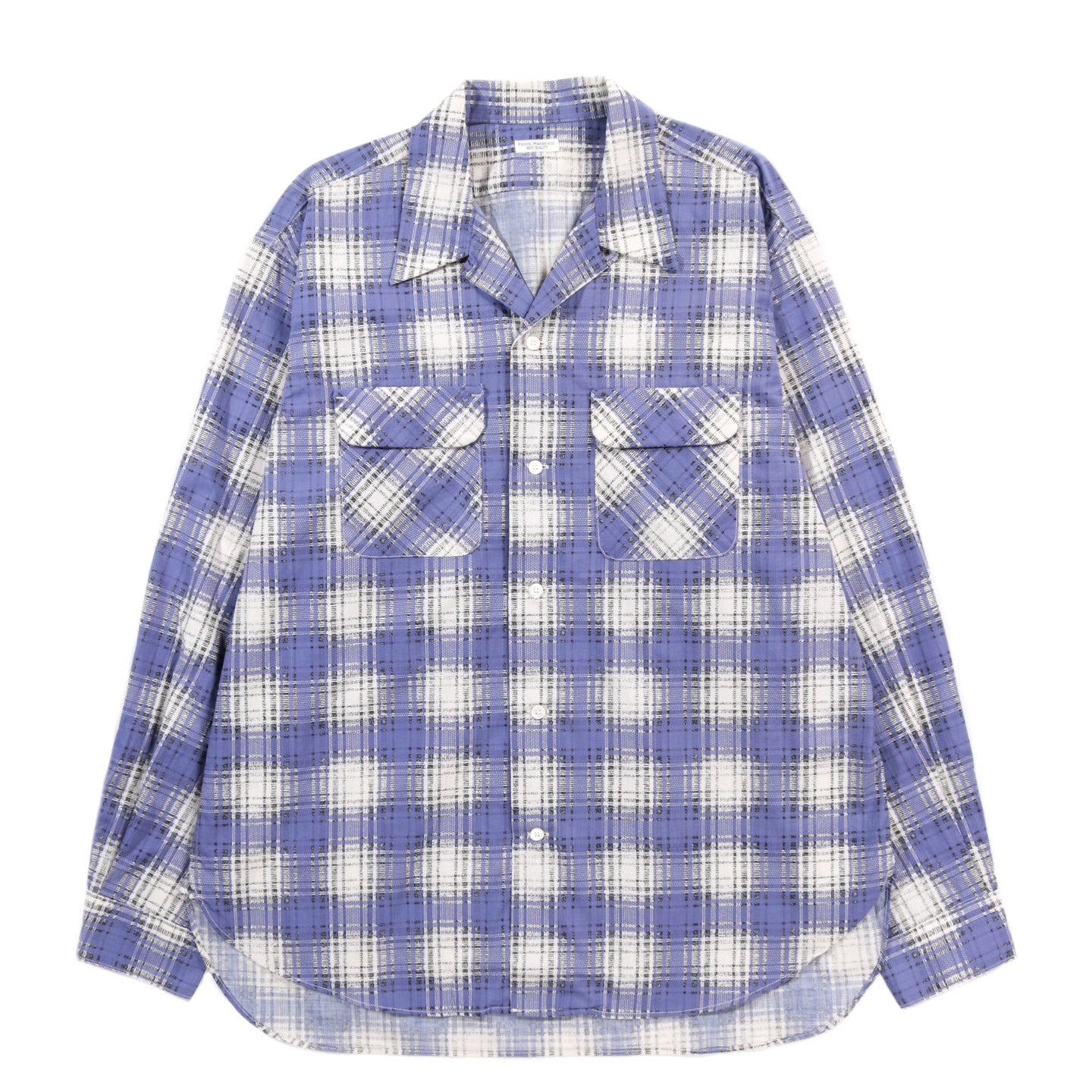 PHIGVEL MAKERS PRINT OMBRE OPEN COLLAR LS SHIRT PURPLE NAVY