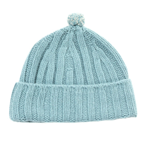 ROTOTO MERINO CASHMERE CHUNKY POM BEANIE L.BLUE