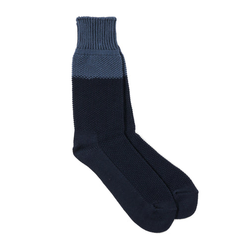 ROTOTO SEED STITCH SOCKS INDIGO / NAVY