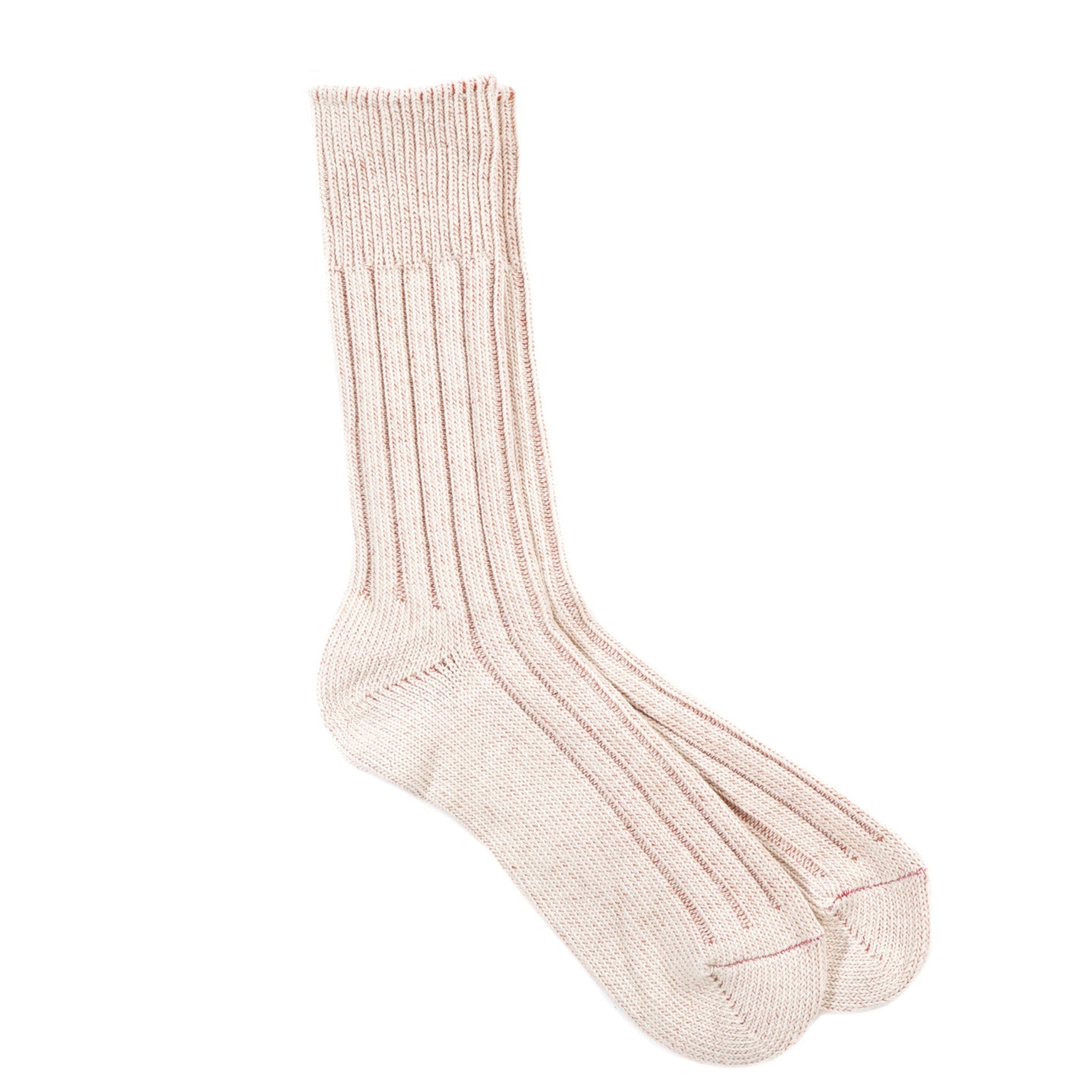 ROTOTO ORGANIC COTTON WIDE RIB SOCKS ECRU / RED