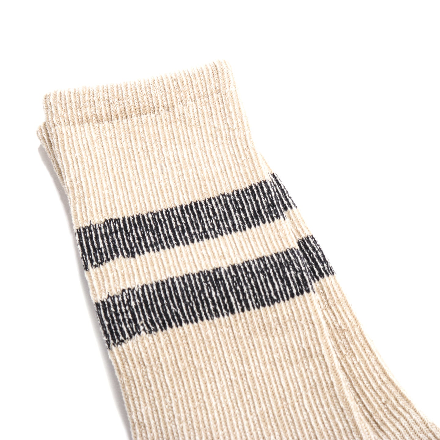 ROTOTO PILE STRIPE MARL SOCKS BEIGE / BLACK