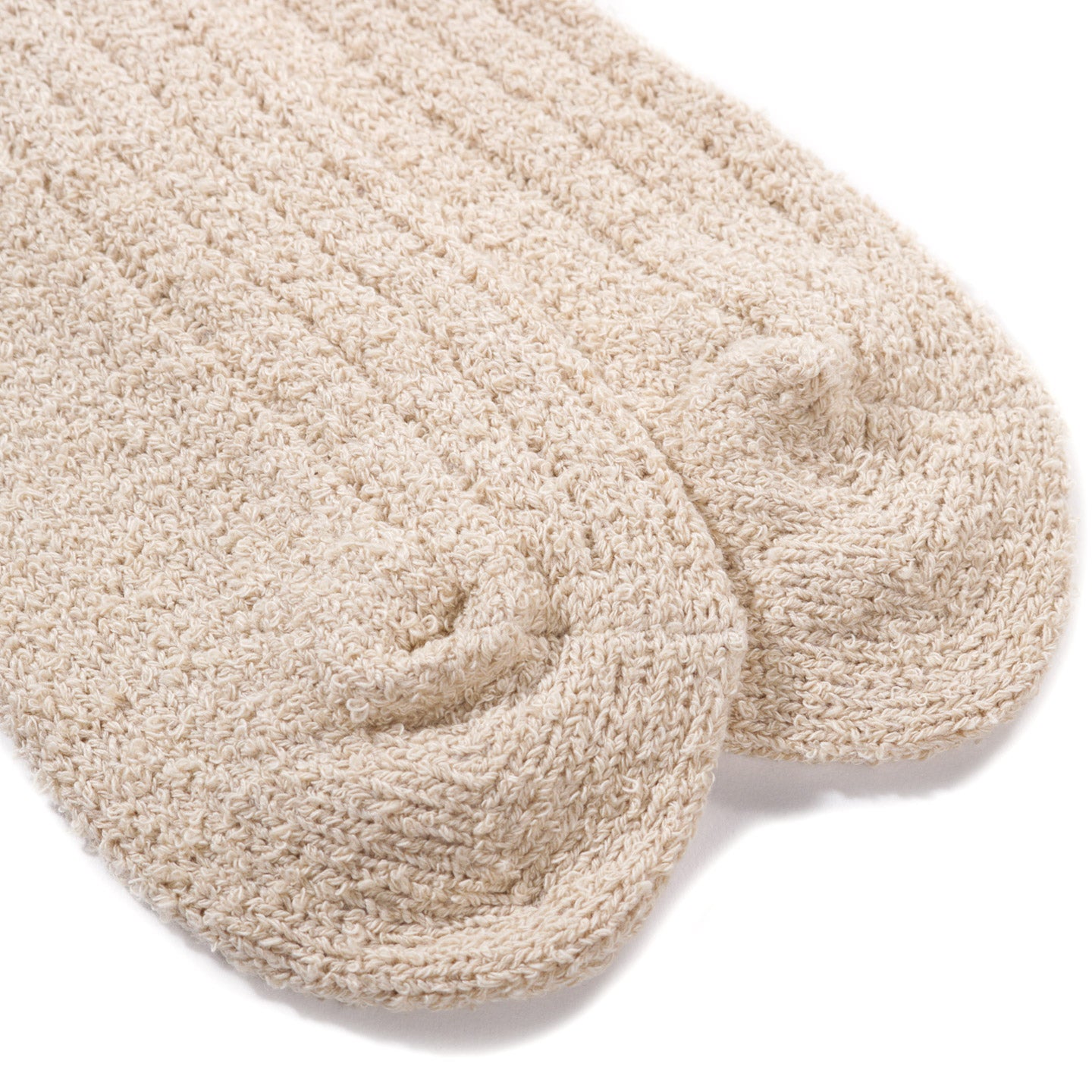 ROTOTO RECYCLED COTTON BOUCLE SOCKS ECRU