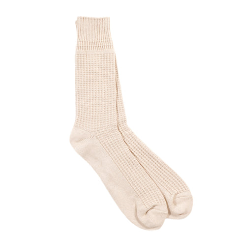 ROTOTO COTTON WAFFLE SOCKS RAW BEIGE