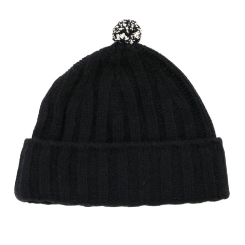 ROTOTO MERINO CASHMERE CHUNKY POM BEANIE BLACK