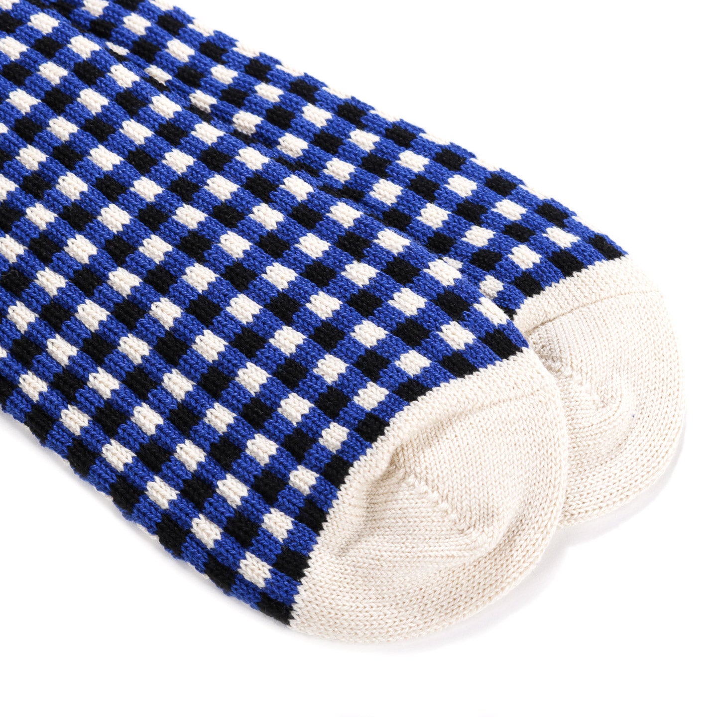 ROTOTO GINGHAM CHECK SOCKS BLUE / BLACK