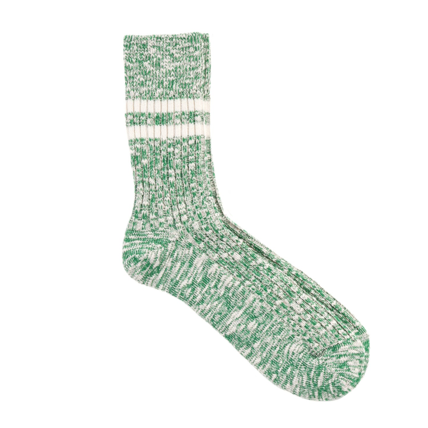 ROTOTO ORGANIC COTTON SLUB STRIPE SOCKS GREEN