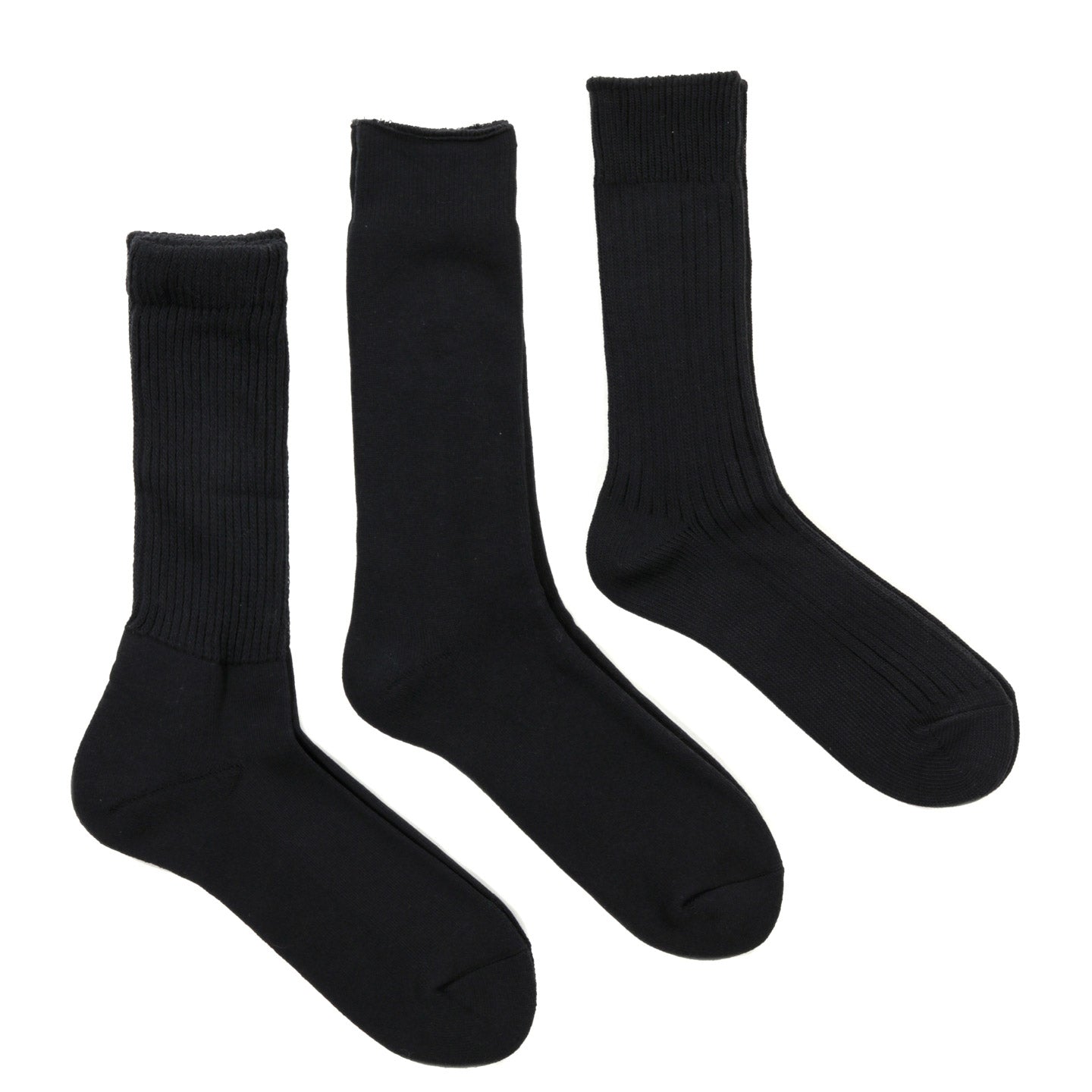 ROTOTO ORGANIC DAILY 3 PACK CREW SOCKS BLACK