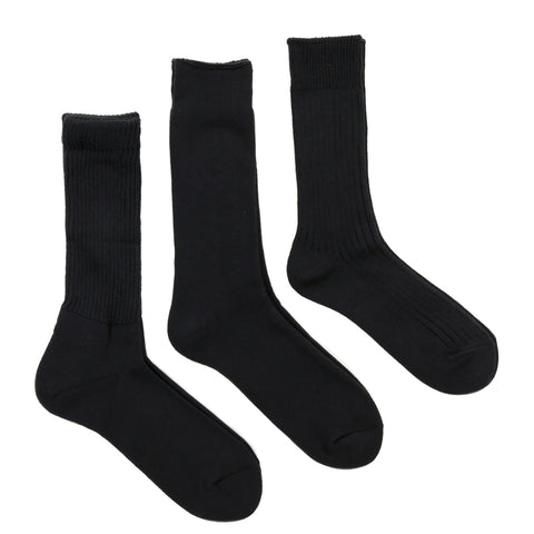 ROTOTO ORGANIC DAILY 3 PACK CREW SOCKS BLACK