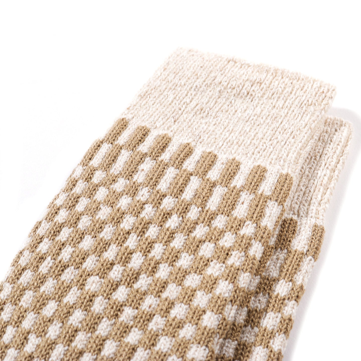 ROTOTO CHECKERBOARD SOCKS KHAKI