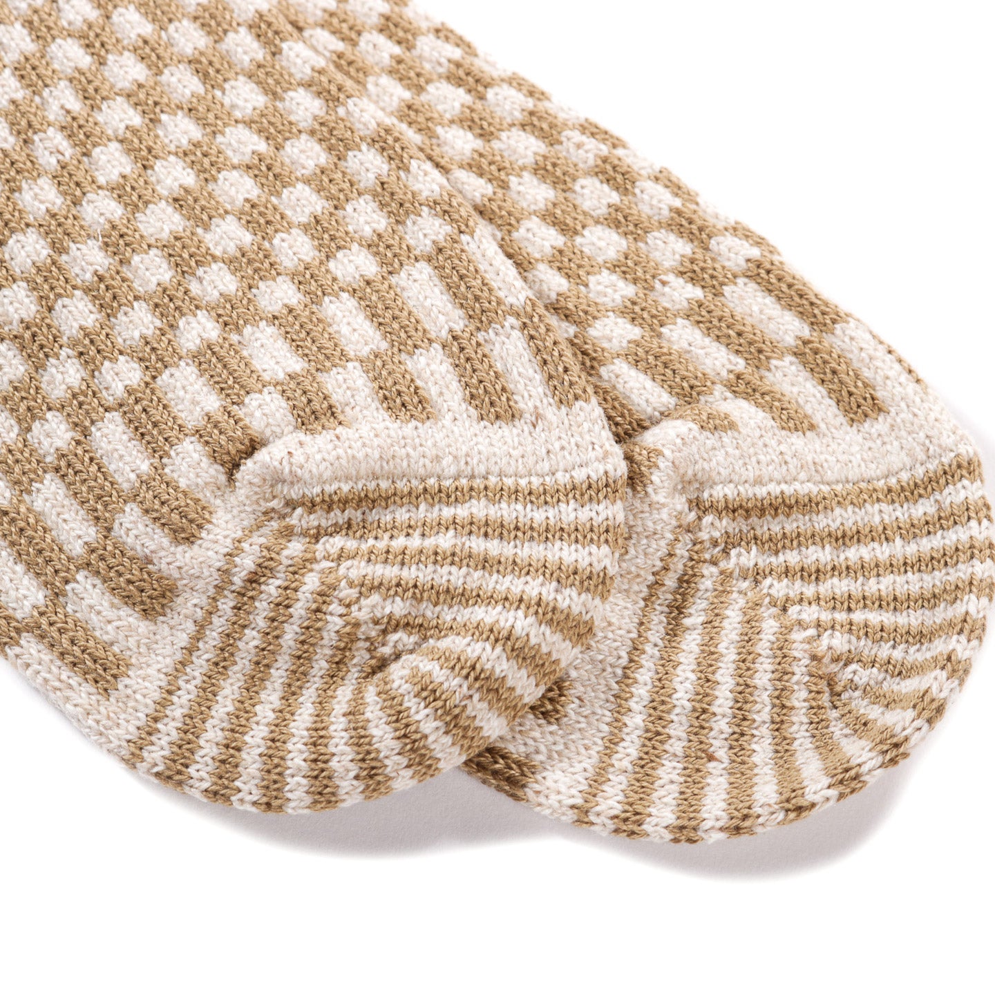 ROTOTO CHECKERBOARD SOCKS KHAKI
