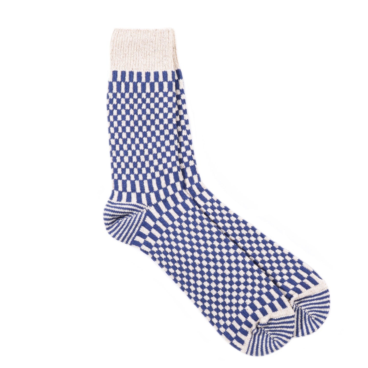 ROTOTO CHECKERBOARD SOCKS BLUE