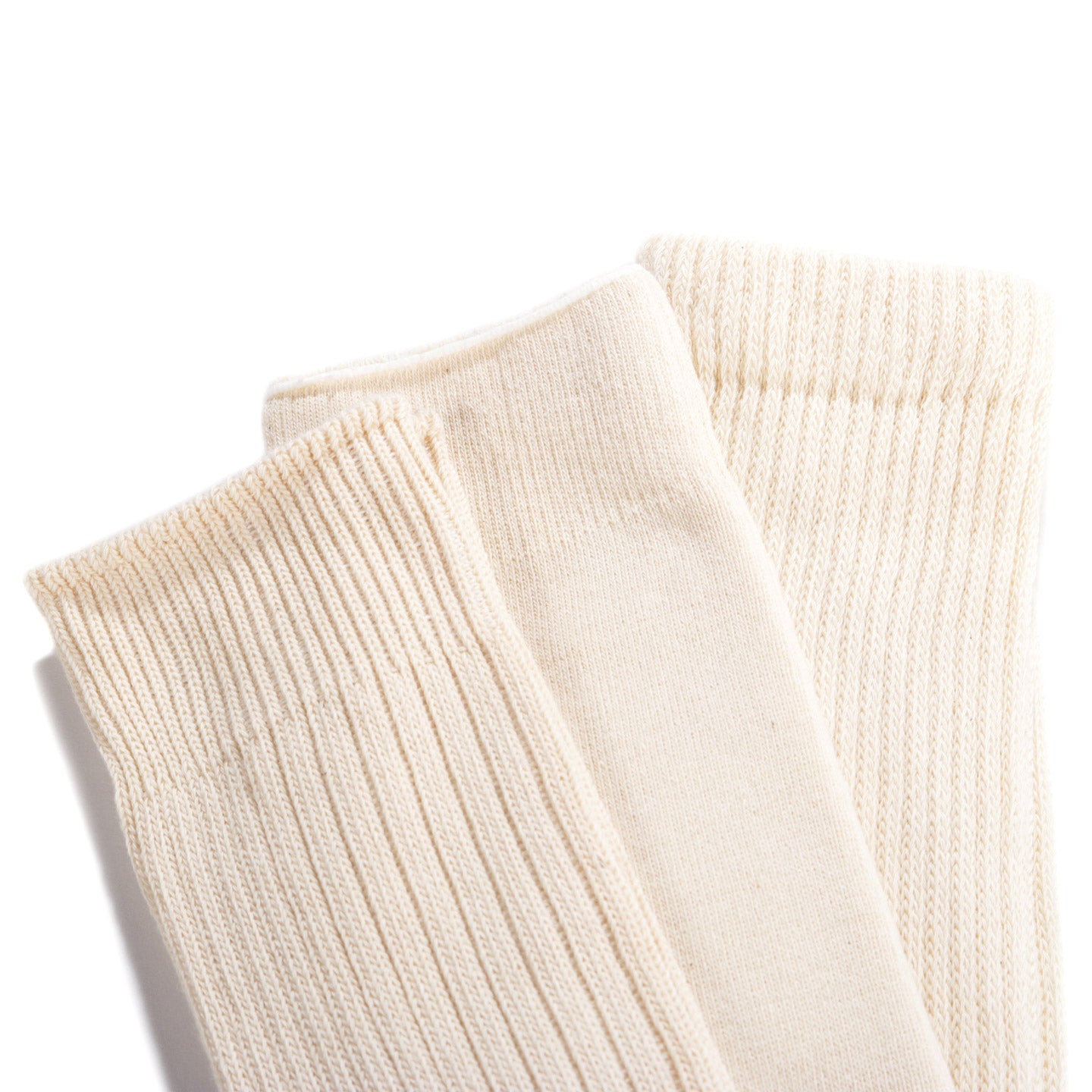 ROTOTO ORGANIC DAILY 3 PACK CREW SOCKS ECRU