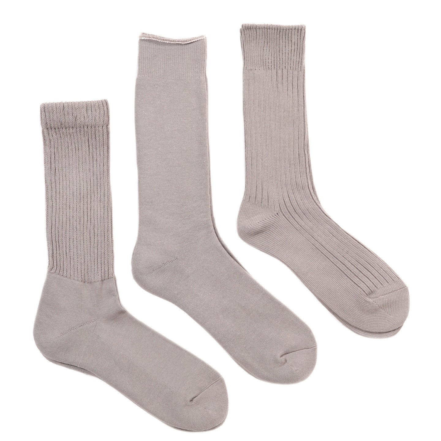 ROTOTO ORGANIC DAILY 3 PACK CREW SOCKS GRAYGE