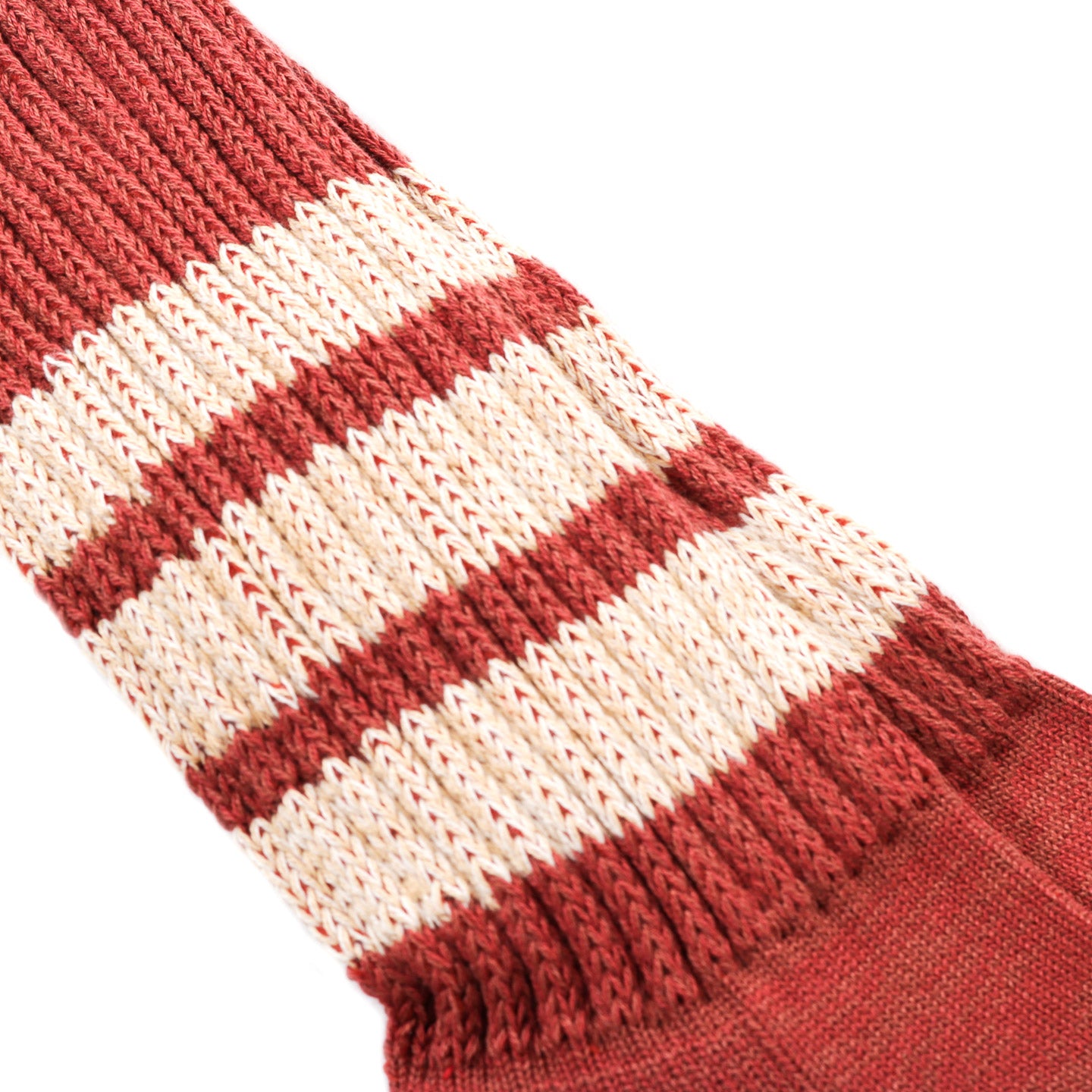 ROTOTO COARSE RIBBED CREW SOCKS RED / CREAM