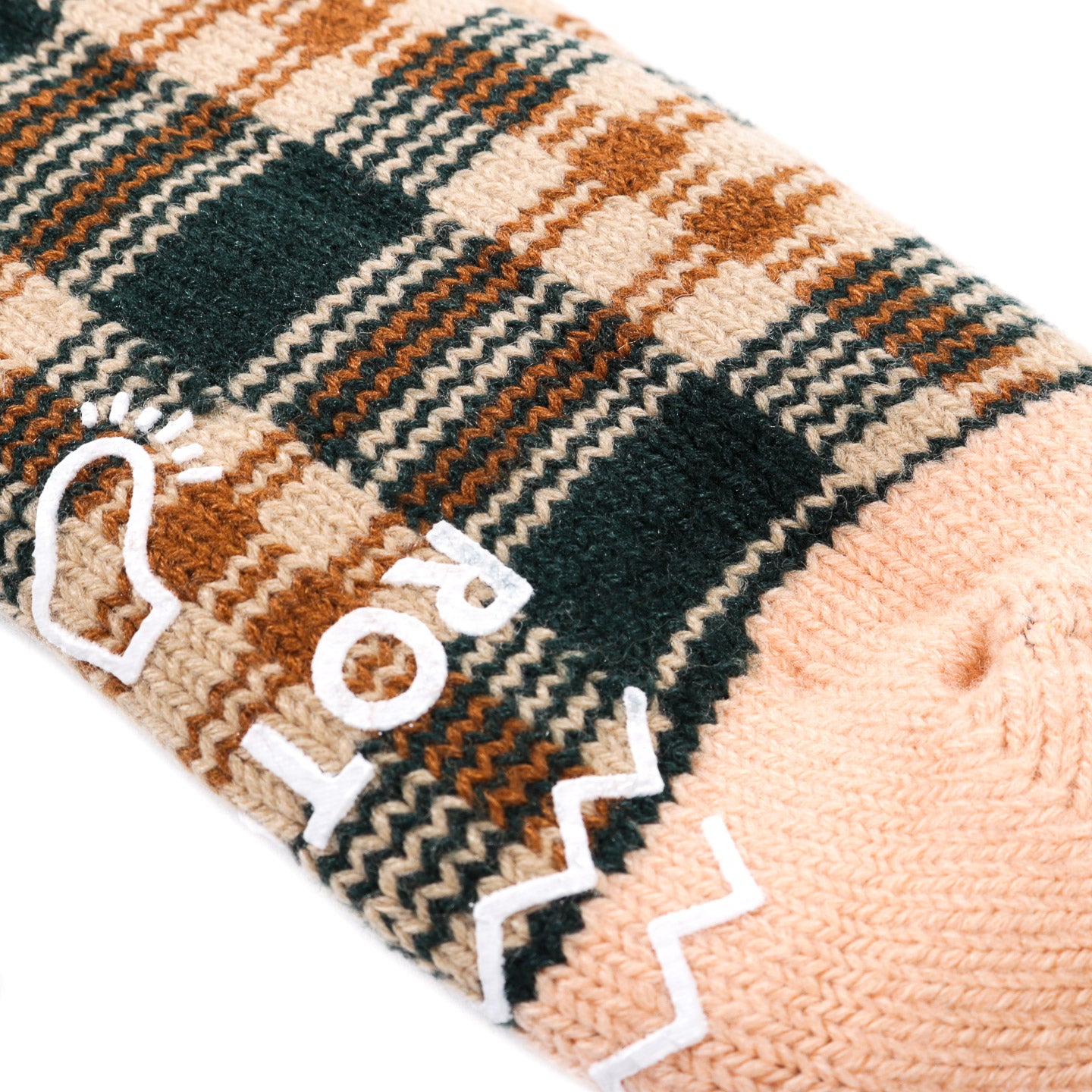 ROTOTO COMFY ROOM SOCKS CHECK FOREST GREEN / BEIGE