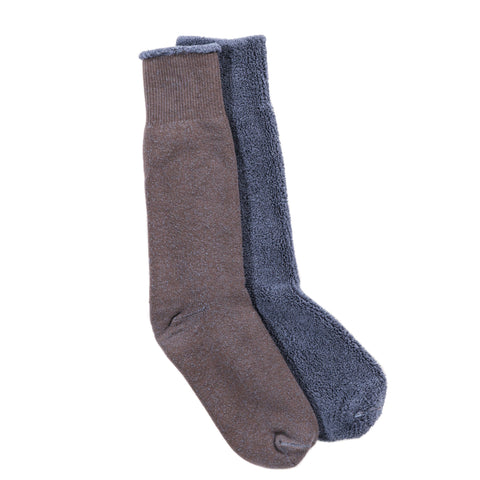 ROTOTO REVERSIBLE PILE SOCKS CHARCOAL / D.BLUE