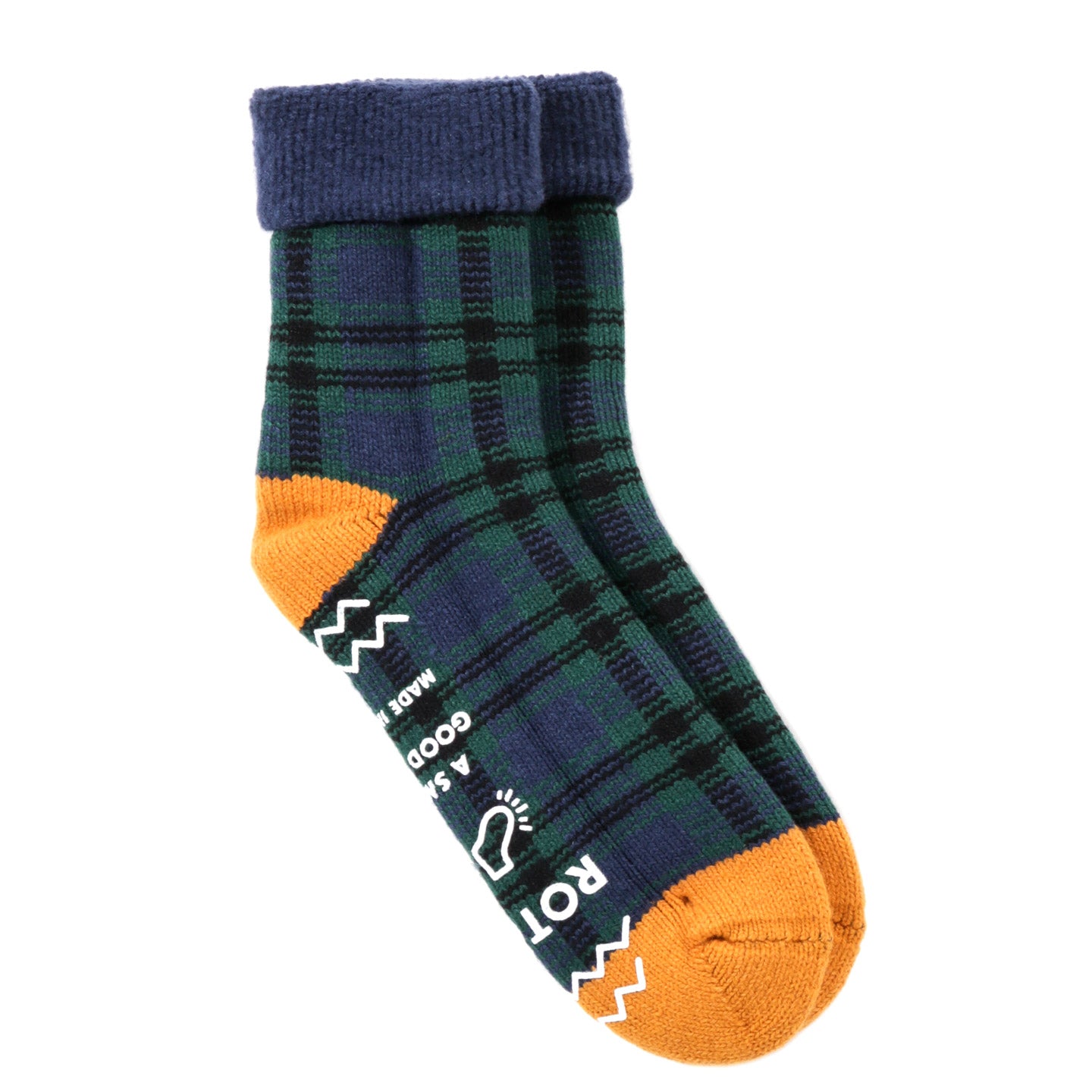 ROTOTO COMFY ROOM SOCKS CHECK NAVY / GREEN