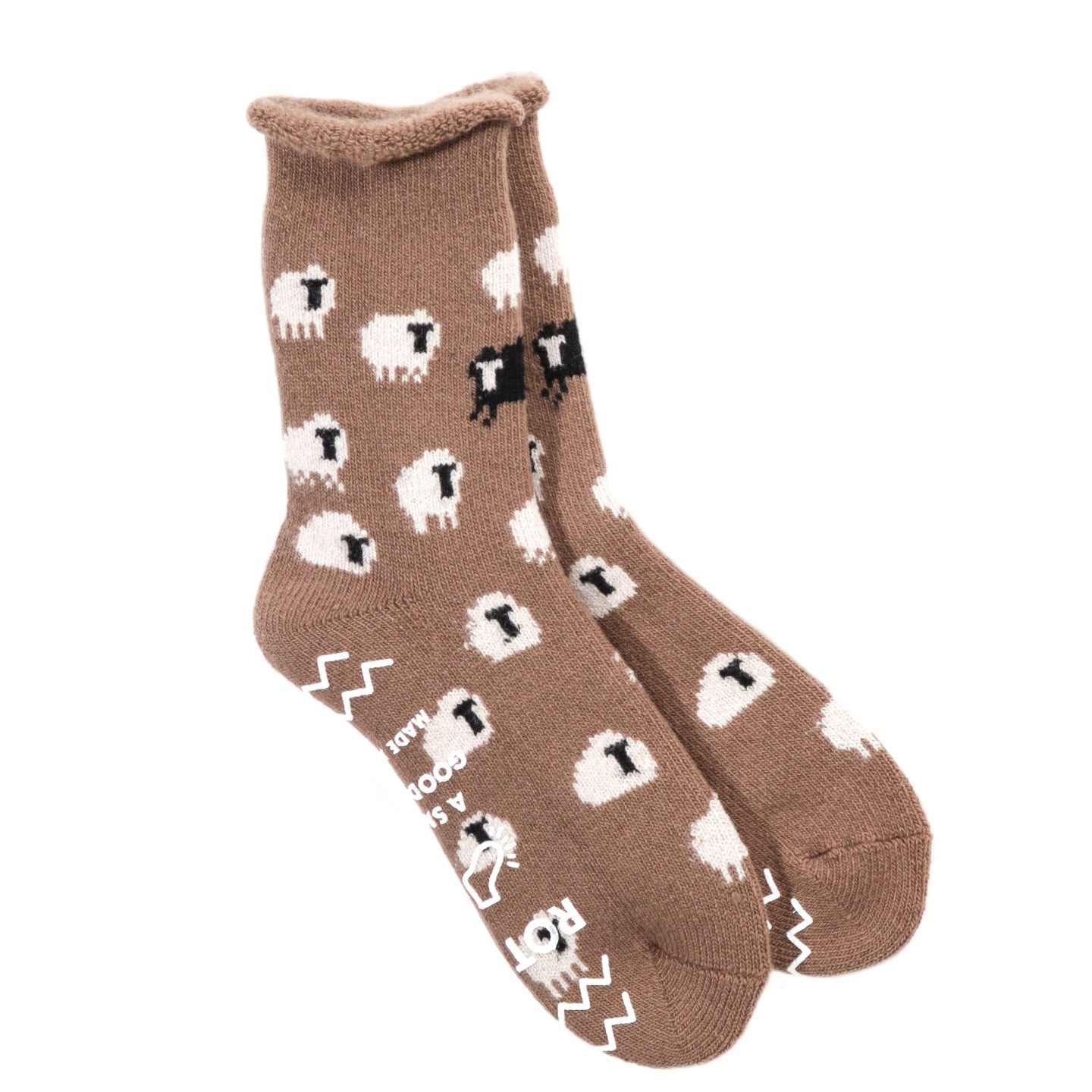 ROTOTO PILE ROOM SOCKS SHEEP BROWN
