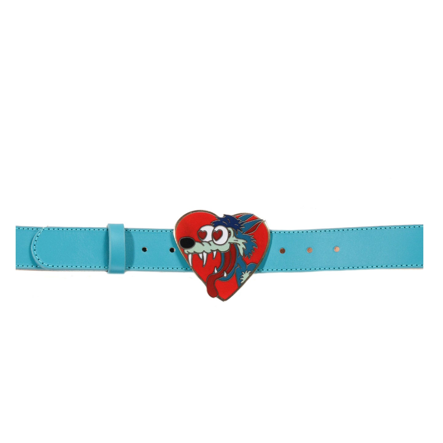 SKY HIGH FARM WORKWEAR WOLF HEART BELT BLUE LEATHER