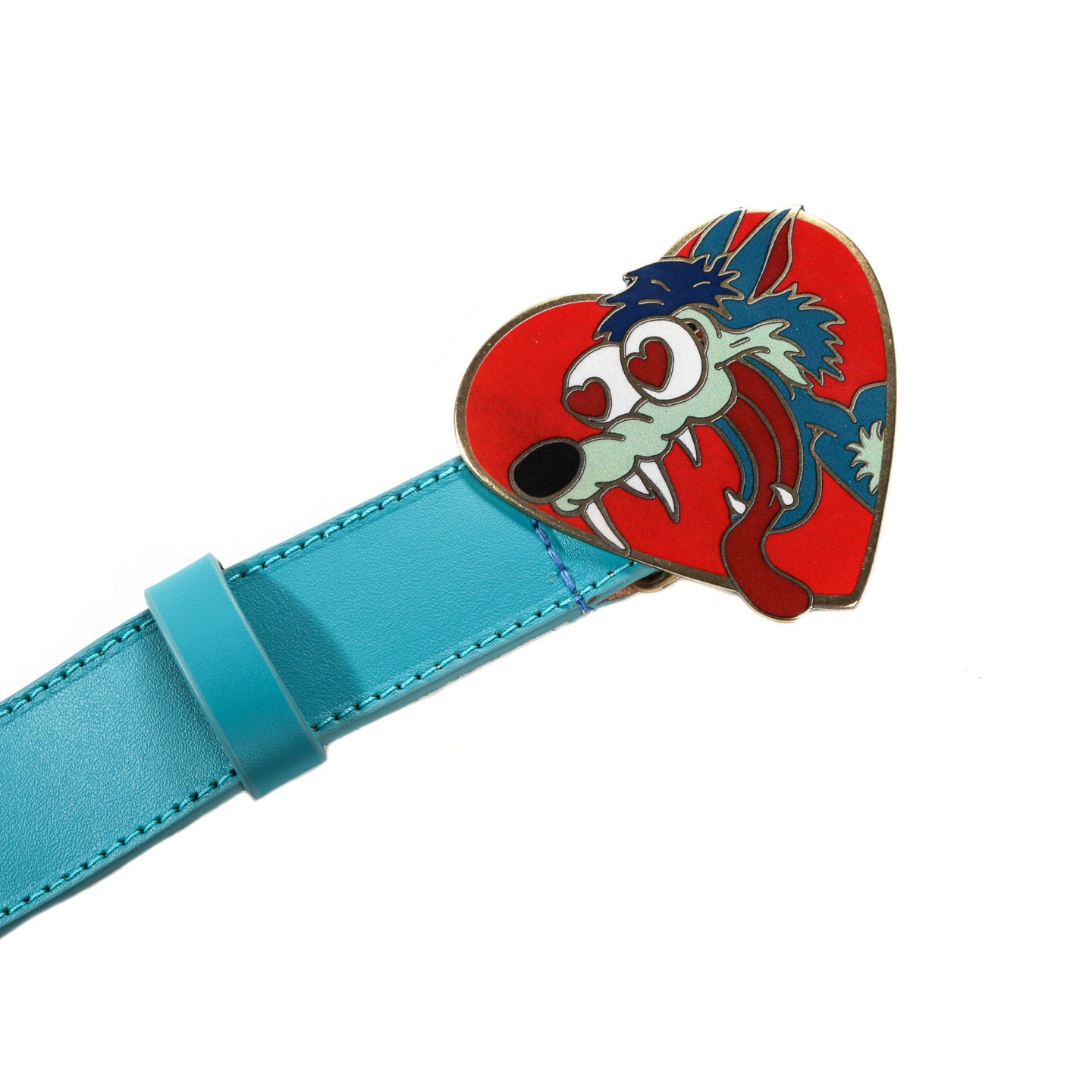 SKY HIGH FARM WORKWEAR WOLF HEART BELT BLUE LEATHER