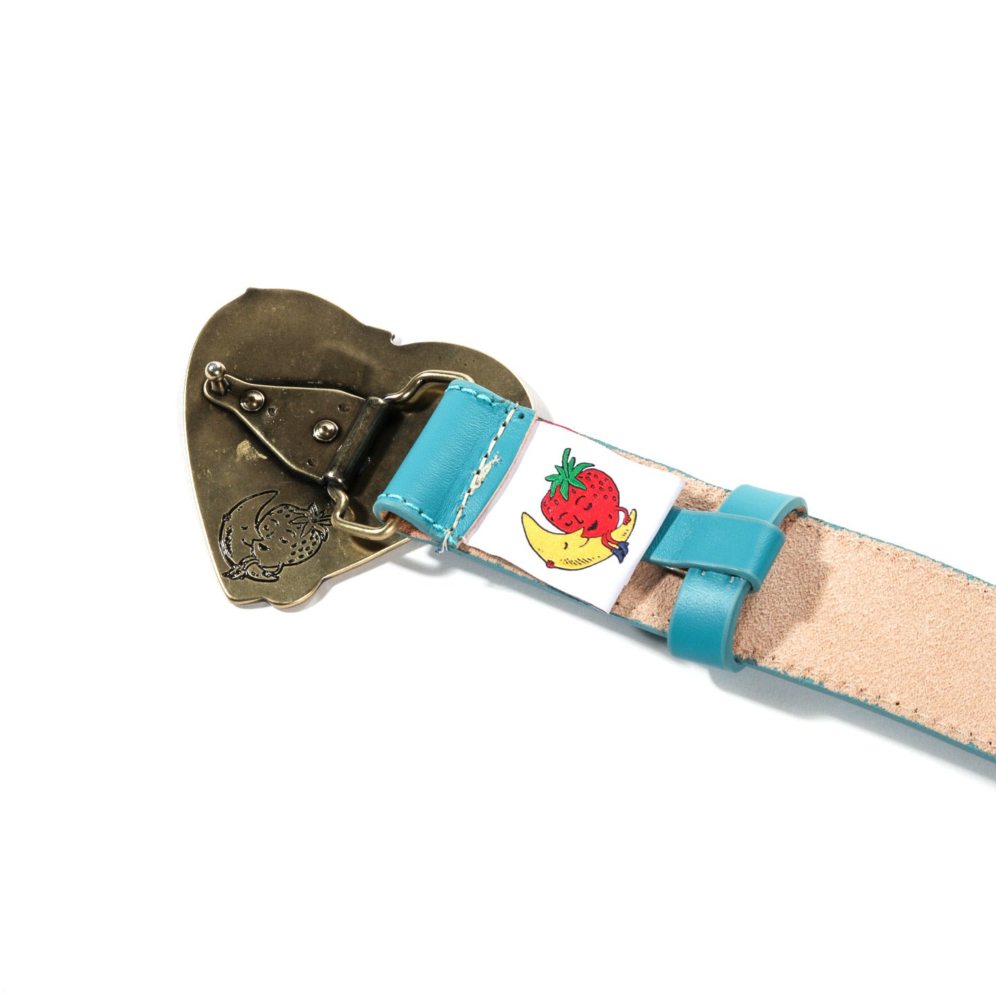 SKY HIGH FARM WORKWEAR WOLF HEART BELT BLUE LEATHER