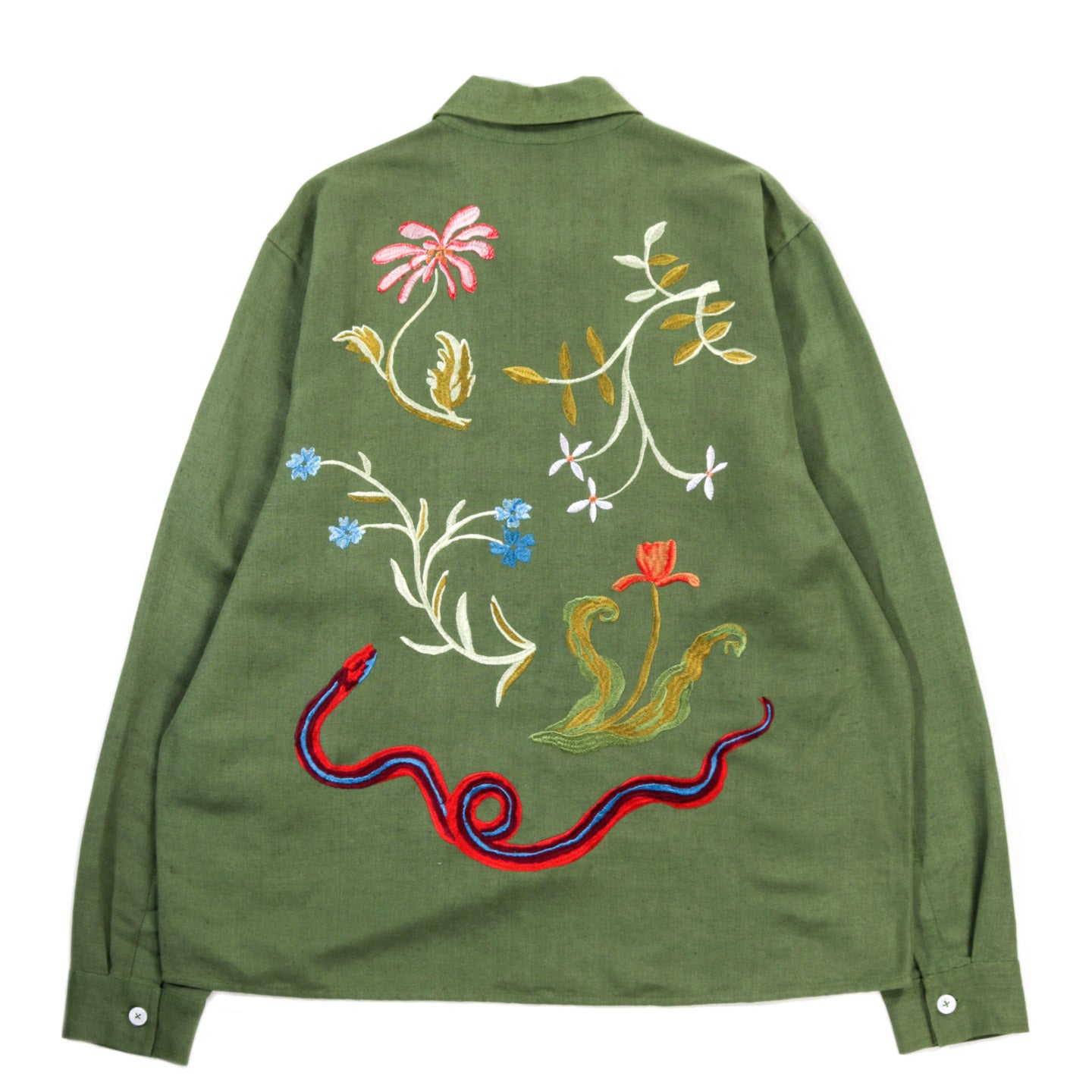 SKY HIGH FARM WORKWEAR GARDEN EMBROIDERED SHIRT GREEN