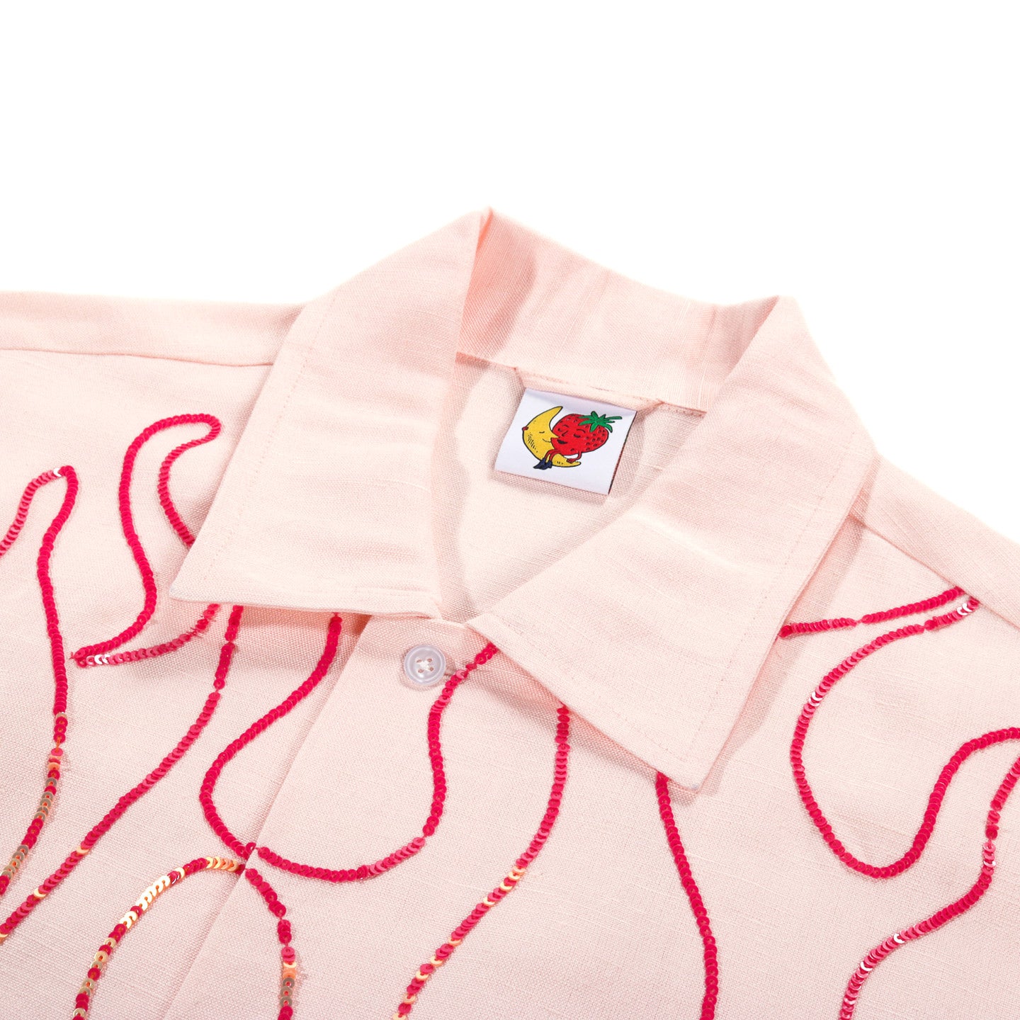 SKY HIGH FARM WORKWEAR FLAME EMBROIDERED SHIRT PINK
