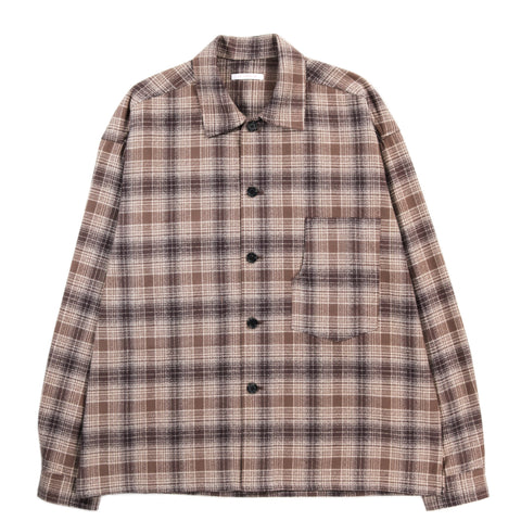 S.K. MANOR HILL TASK SHIRT JACKET BROWN PLAID COTTON FLANNEL