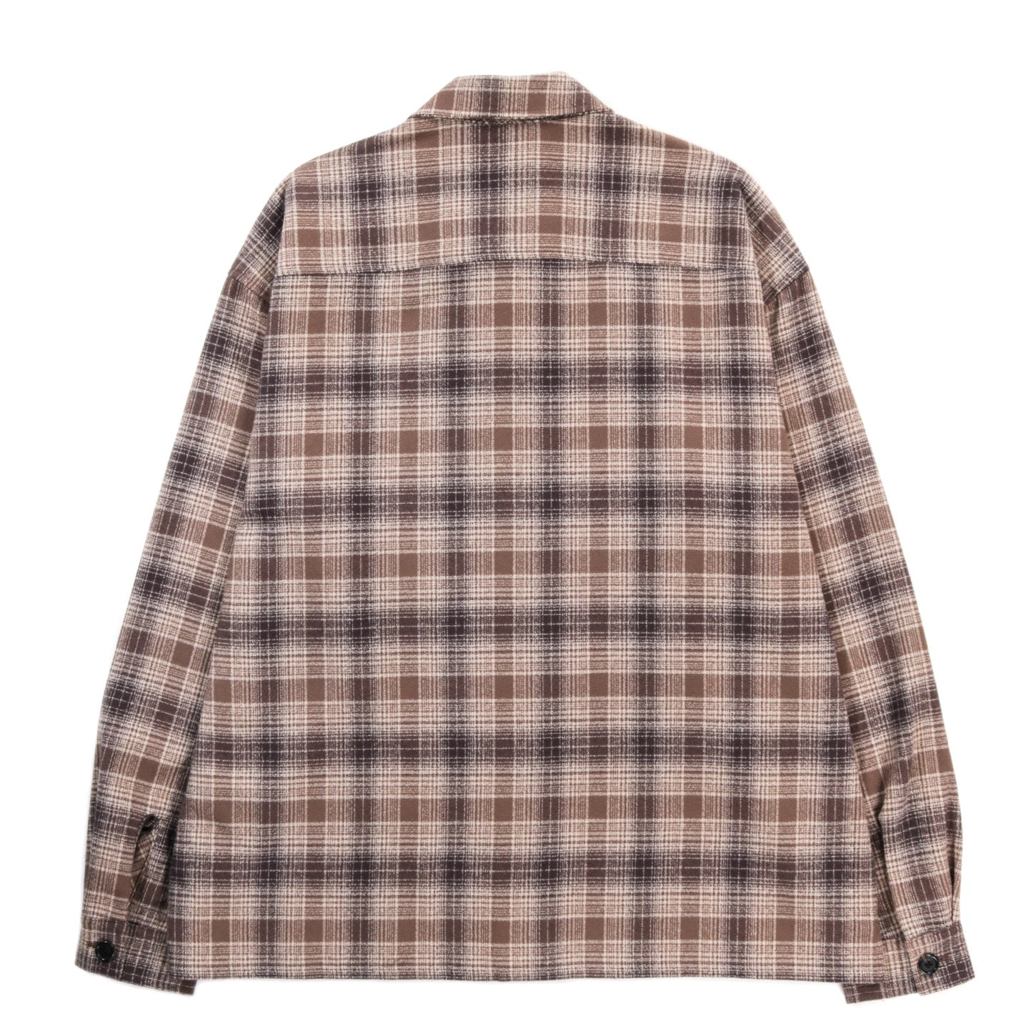 S.K. MANOR HILL TASK SHIRT JACKET BROWN PLAID COTTON FLANNEL