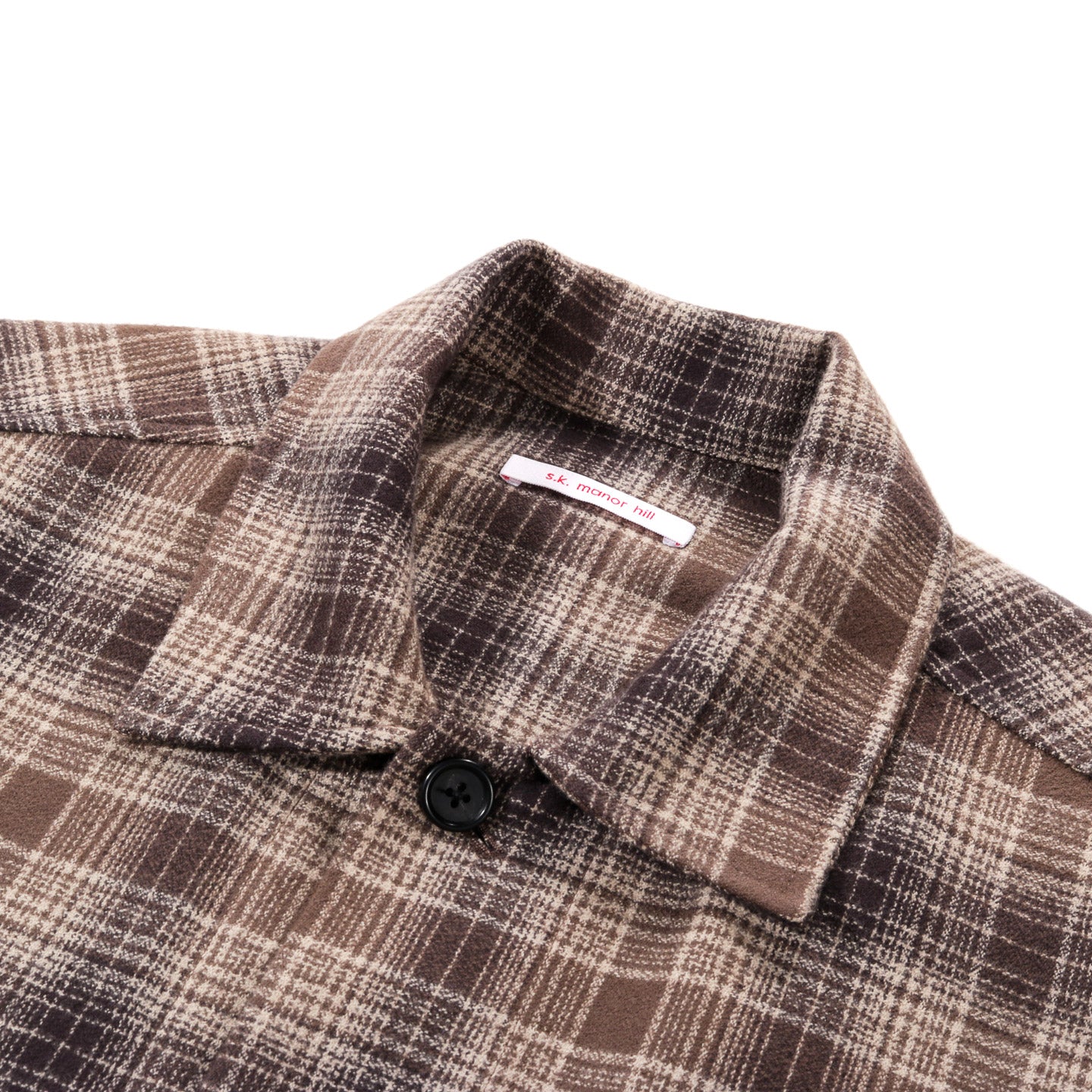 S.K. MANOR HILL TASK SHIRT JACKET BROWN PLAID COTTON FLANNEL