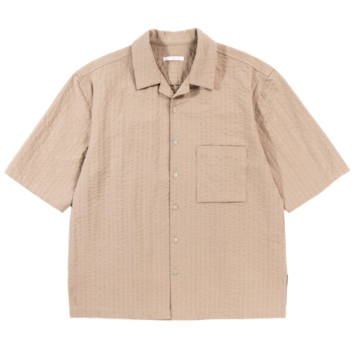 S.K. MANOR HILL ALOHA SHIRT TAN PUCKERED COTTON