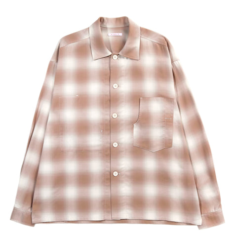 S.K. MANOR HILL TASK SHIRT JACKET PINK / SAND ORGANIC COTTON FLANNEL