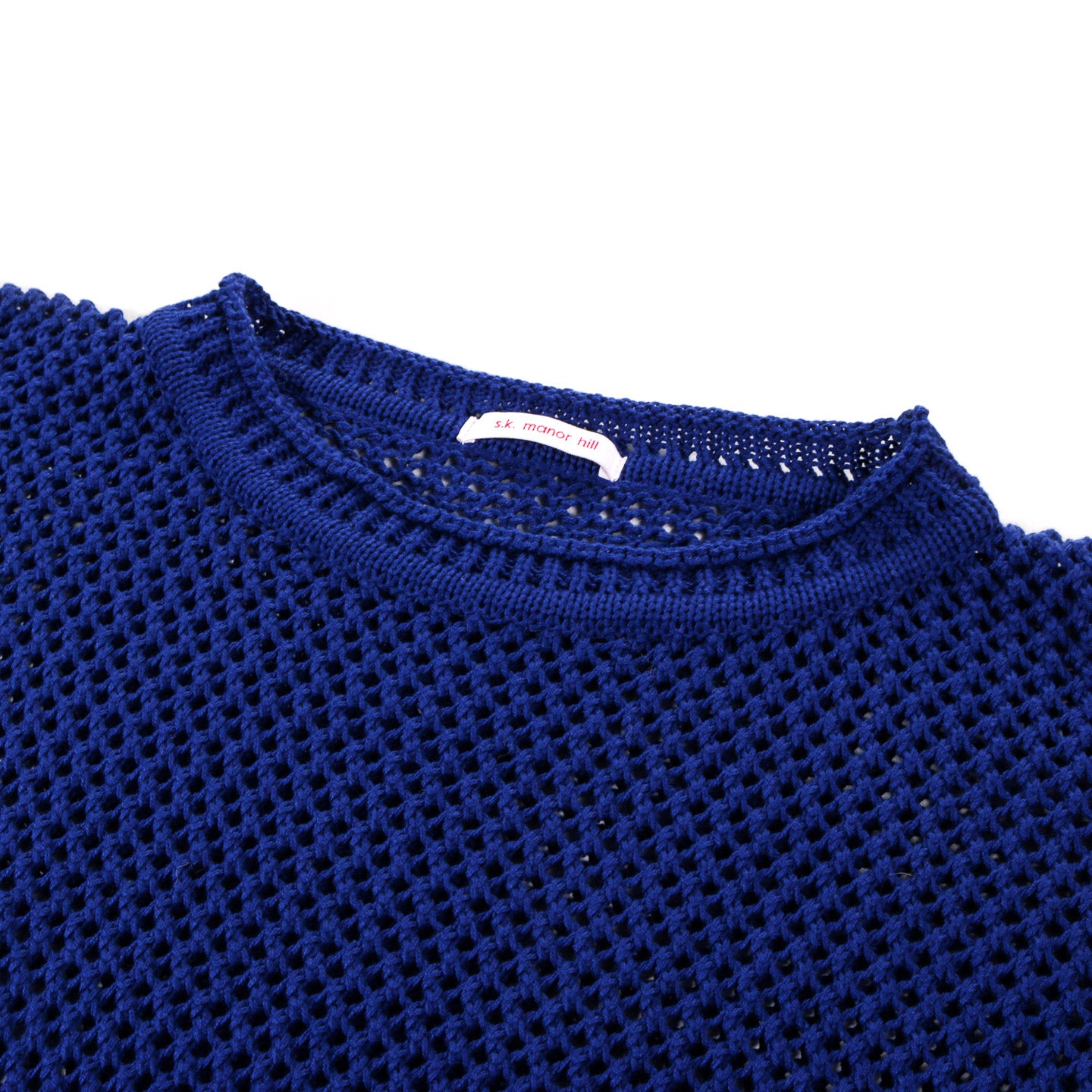 S.K. MANOR HILL OPEN KNIT SWEATER ROYAL BLUE COTTON