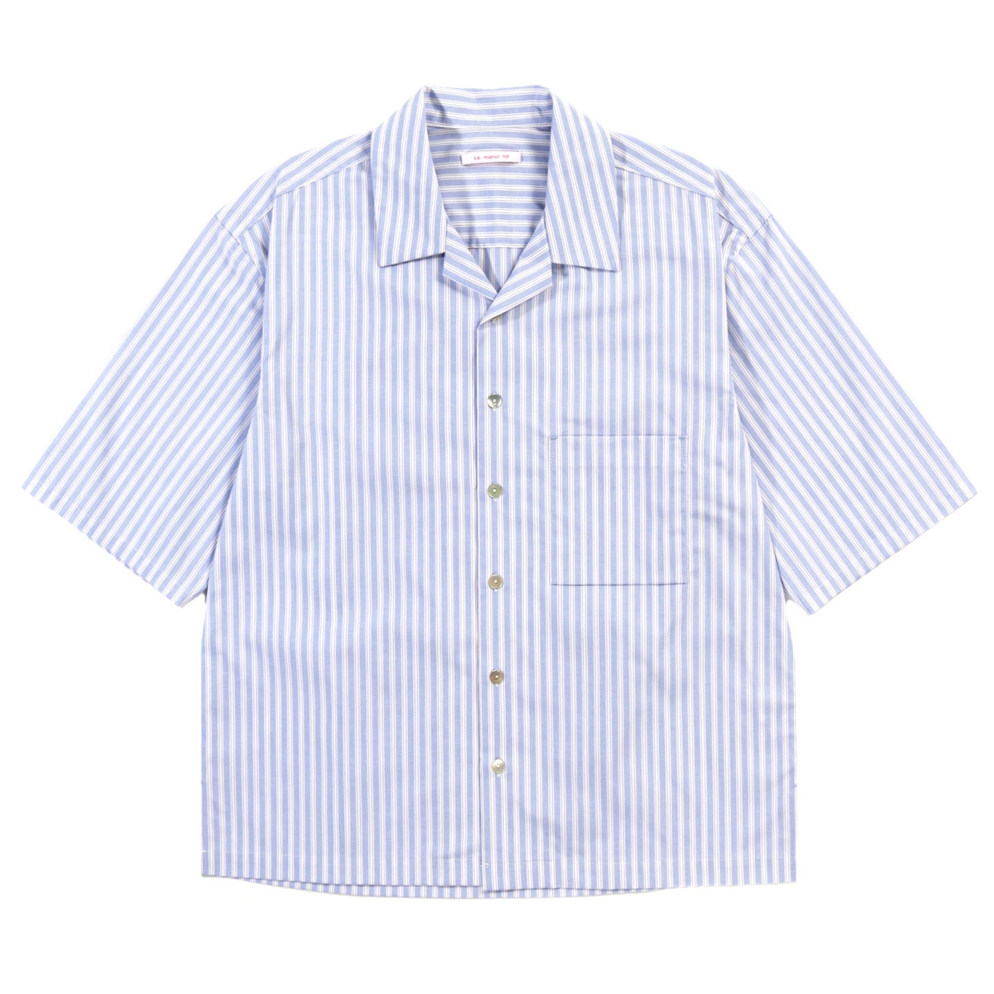 S.K. MANOR HILL ALOHA SHIRT LT. BLUE / BURGUNDY STRIPES COTTON