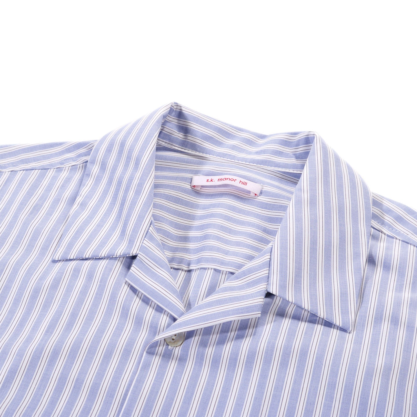 S.K. MANOR HILL ALOHA SHIRT LT. BLUE / BURGUNDY STRIPES COTTON