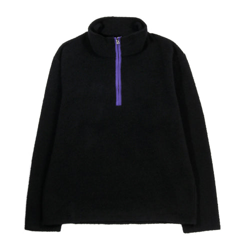 S.K. MANOR HILL HALF-ZIP PULLOVER BLACK REC WOOL PILE