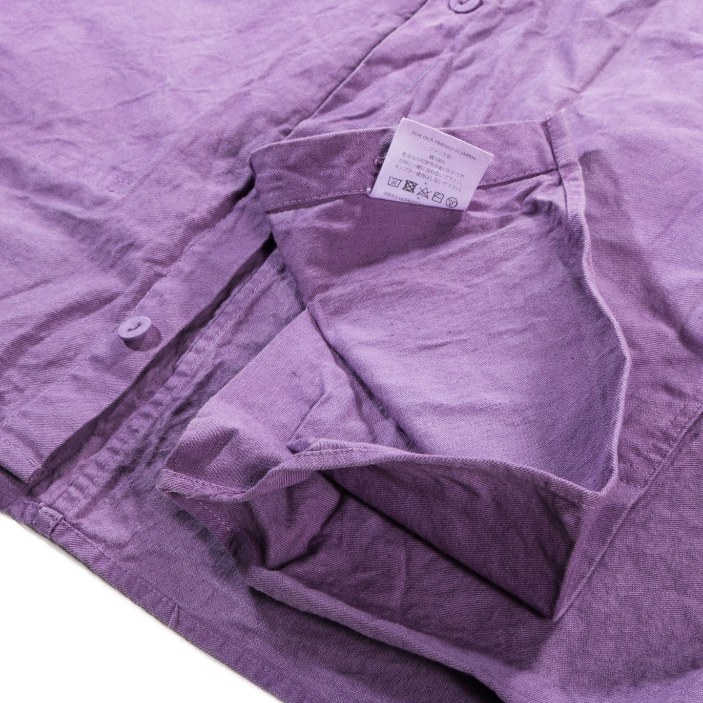 TENDER TYPE 401 PLEAT POCKET SHIRT COTTON DROP CLOTH PURPLE LOGWOOD