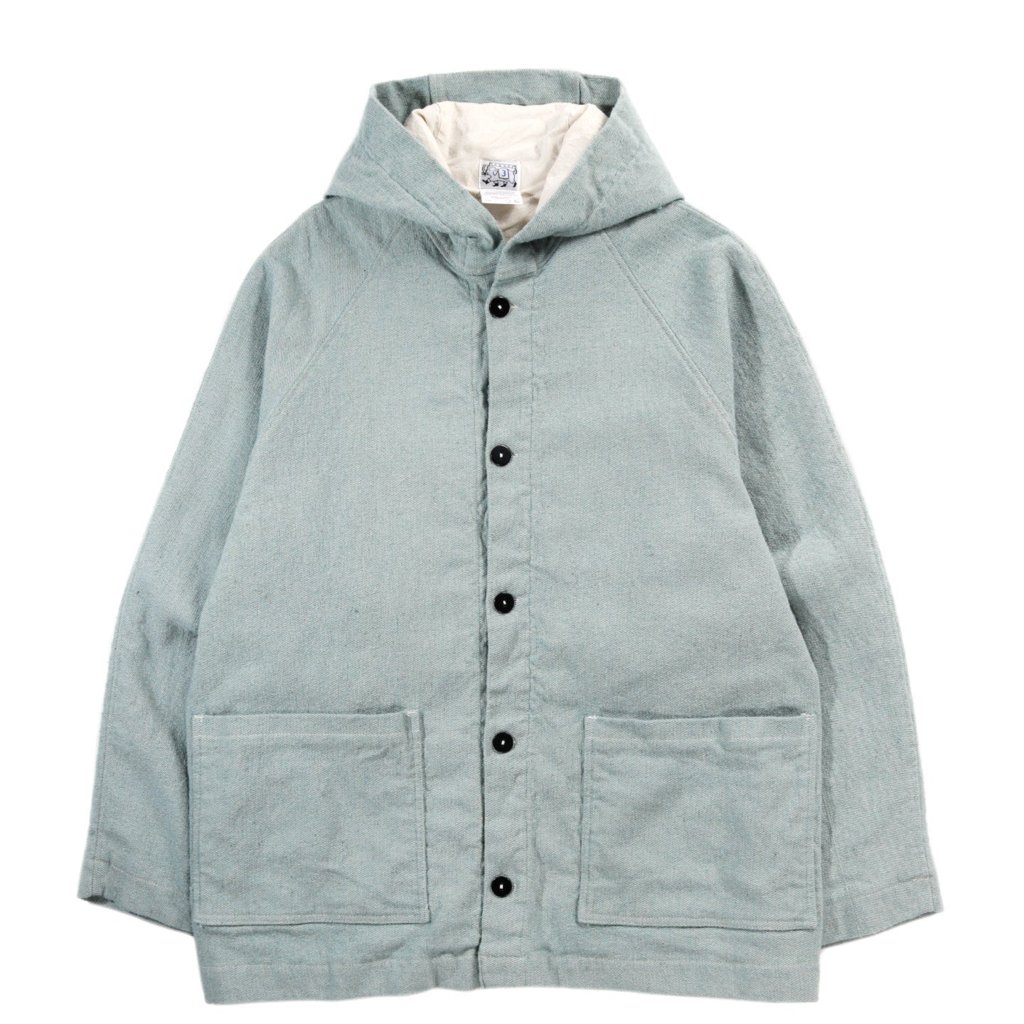 TENDER TYPE 976 HOODED DRAFTING COAT BLUE WOOL CARPET TWILL