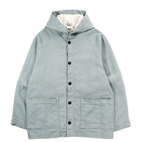 TENDER TYPE 976 HOODED DRAFTING COAT BLUE WOOL CARPET TWILL