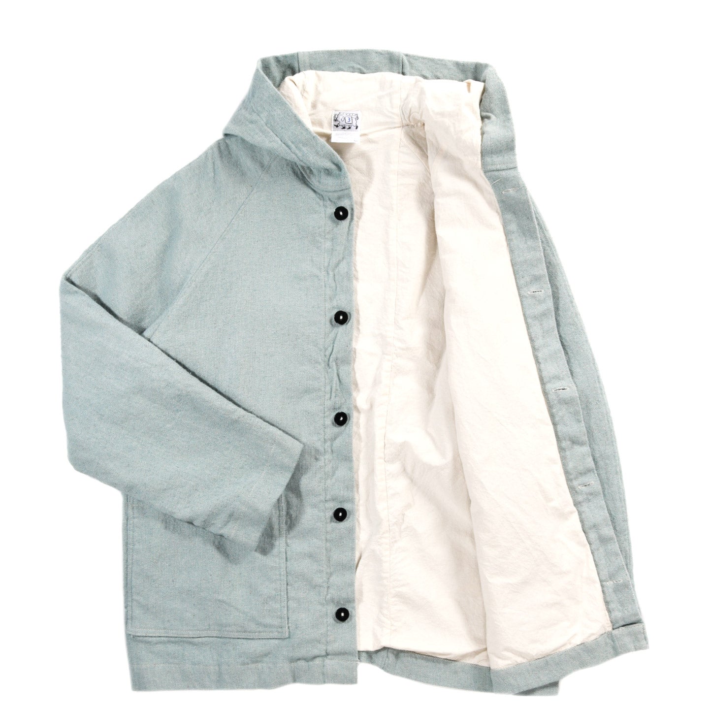TENDER TYPE 976 HOODED DRAFTING COAT BLUE WOOL CARPET TWILL