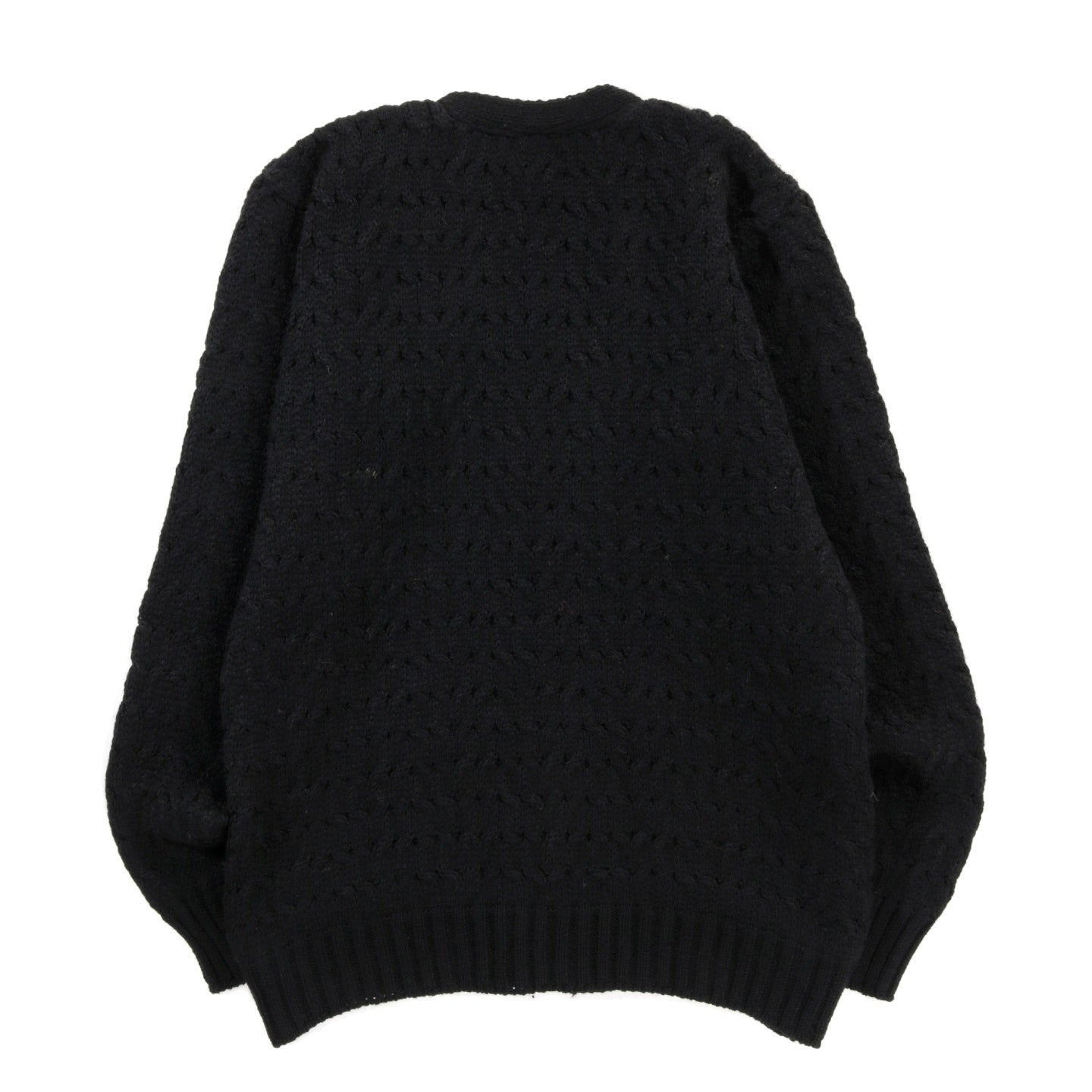 TENDER TYPE 744 PERMUTED CABLE CARDIGAN TWO FOLD MERINO WOOL BLACK