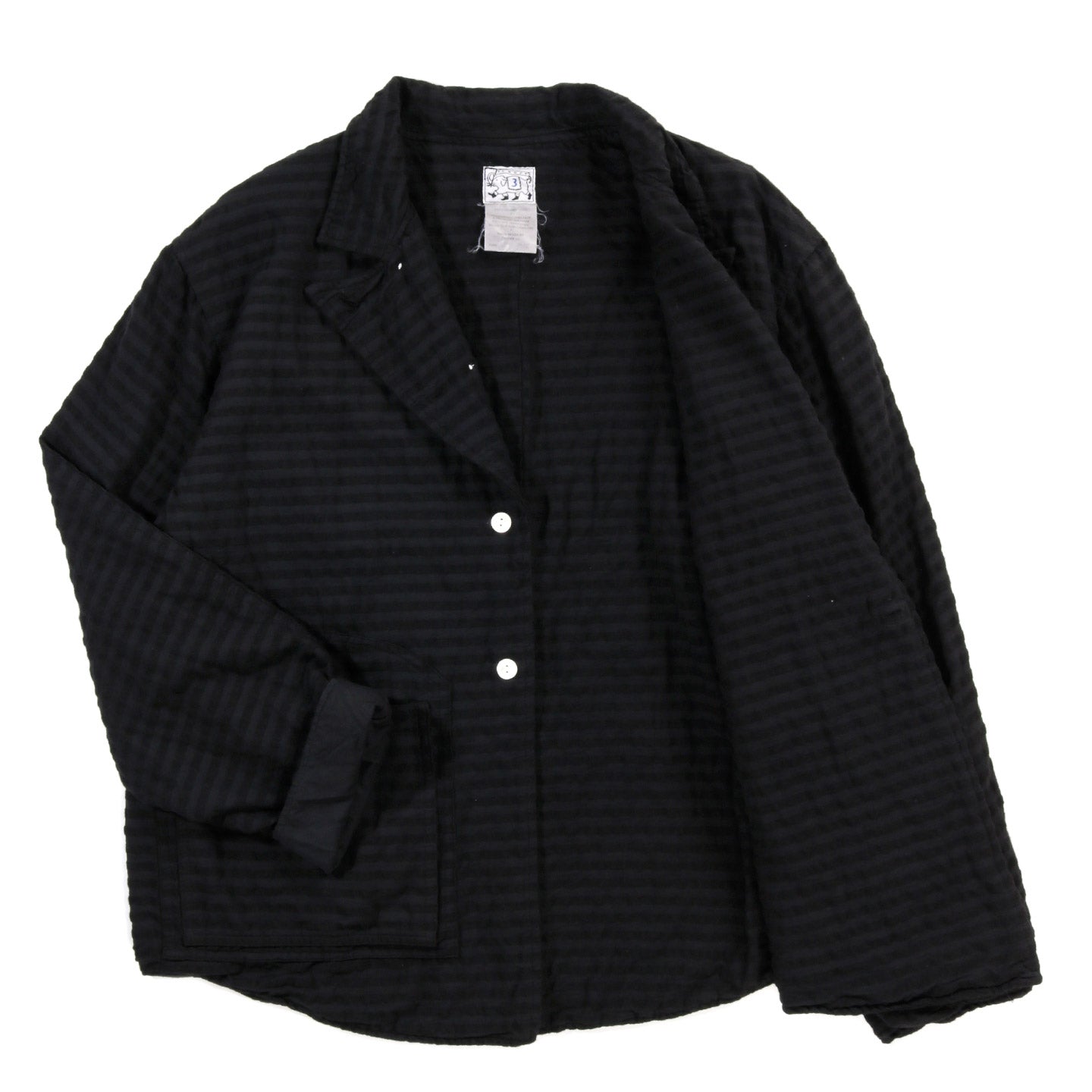 TENDER TYPE 918 TWO:ONE BUTTERFLY JACKET WOOL COTTON SEERSUCKER BLACK HOLE
