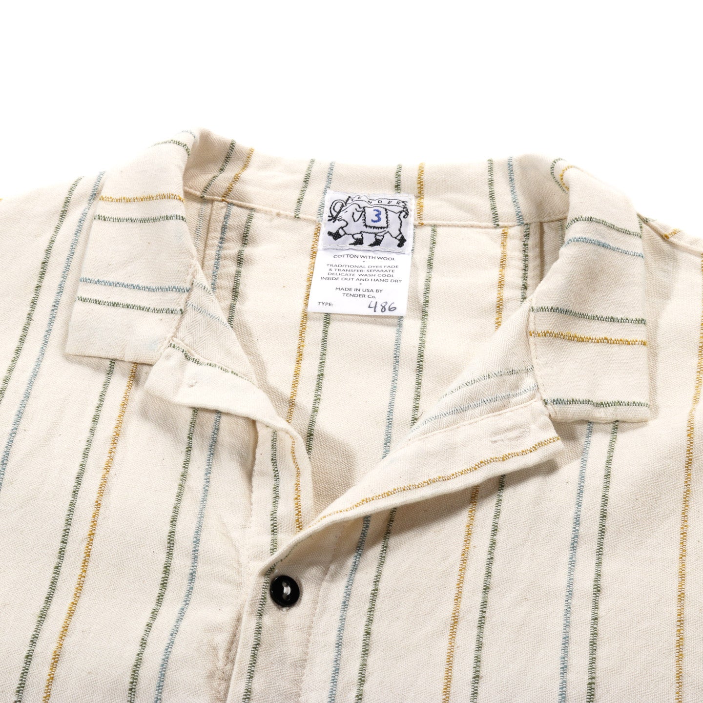 TENDER TYPE 486 BURRO SHIRT WOOL STRIPE COTTON TATTERSALL RINSED