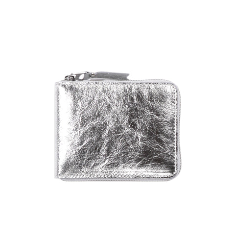 COMME DES GARCONS SA7100 GOLD LINE ZIP WALLET SILVER