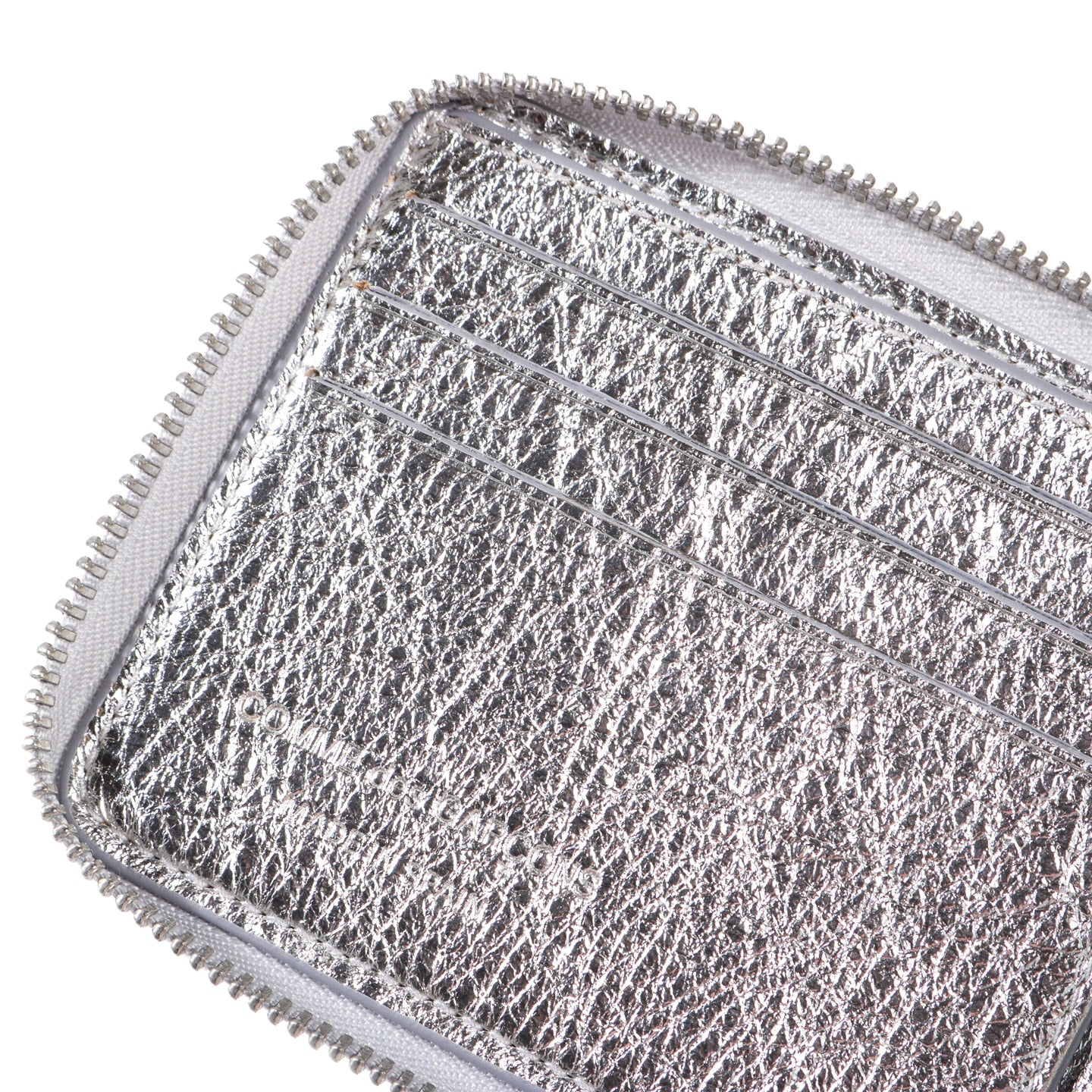 COMME DES GARCONS SA7100 GOLD LINE ZIP WALLET SILVER