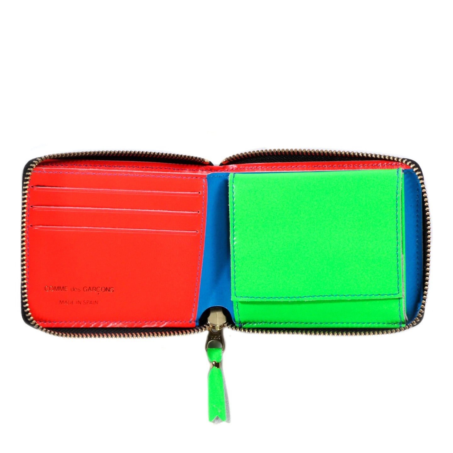 COMME DES GARCONS SA7100 SUPER FLUO ZIP WALLET BLUE