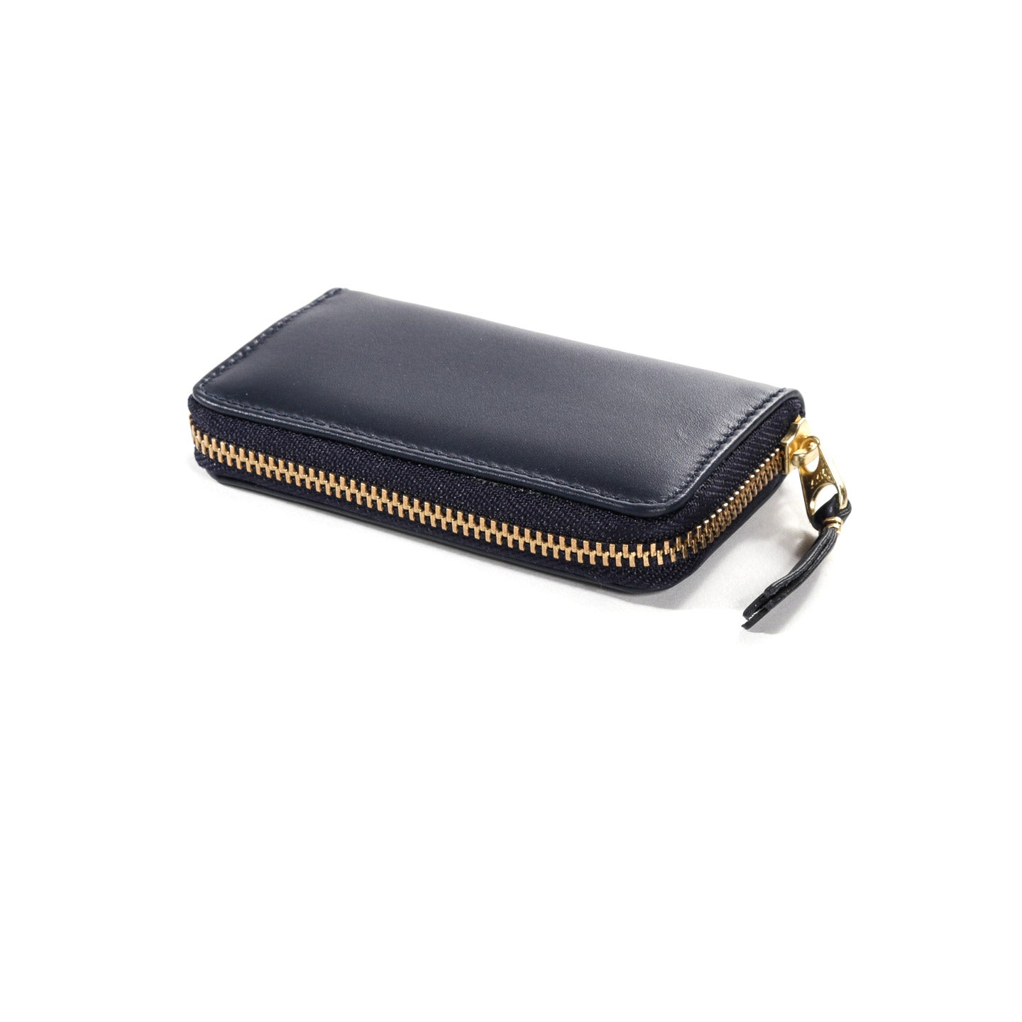 COMME DES GARCONS SA410X CLASSIC LEATHER ZIP WALLET NAVY