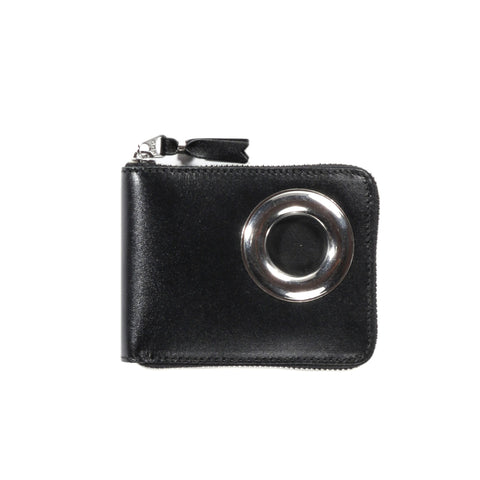 COMME DES GARCONS SA7100 SILVER EYELET ZIP WALLET BLACK