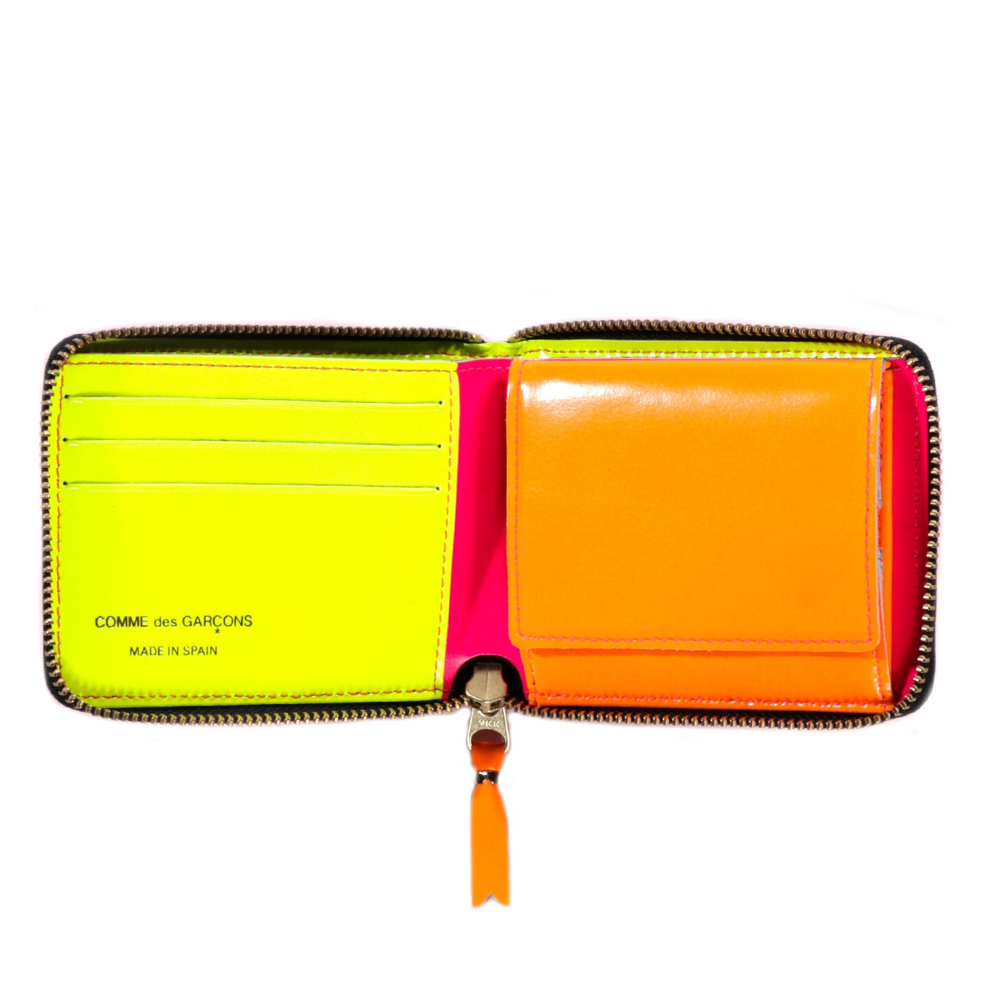 COMME DES GARCONS SA7100 SUPER FLUO ZIP WALLET PINK